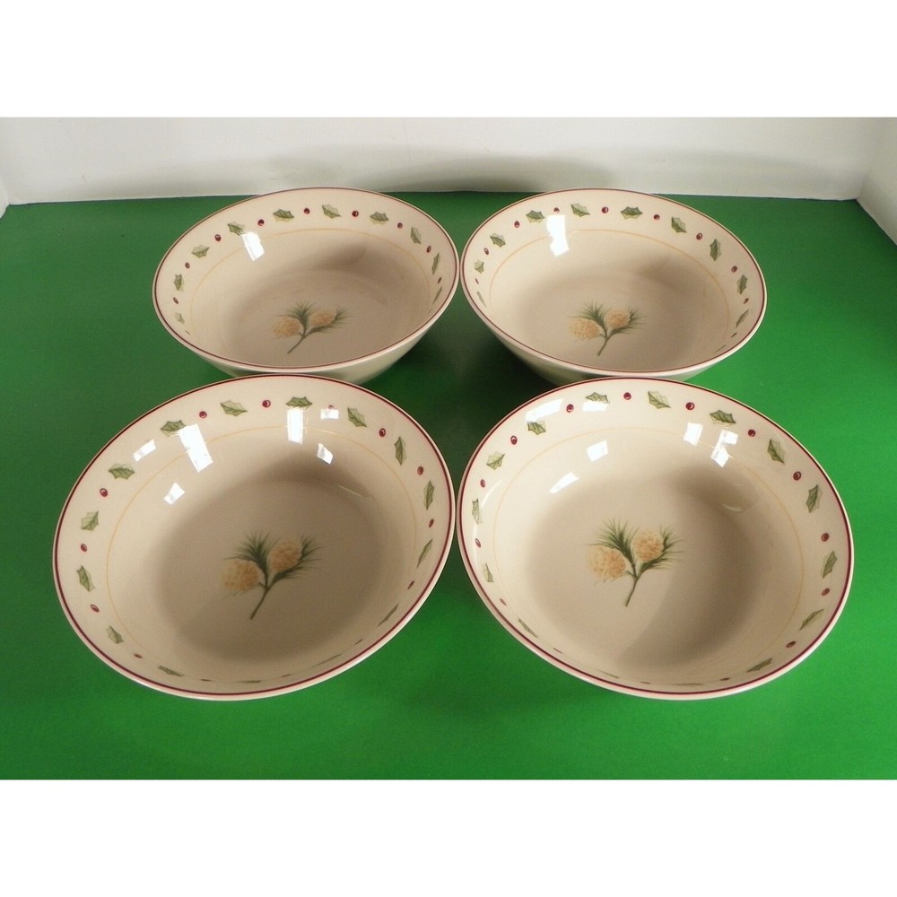 Merry‎ Brite Cereal Soup Bowl (s) LOT OF 4 Pinecone and Holly MBT1